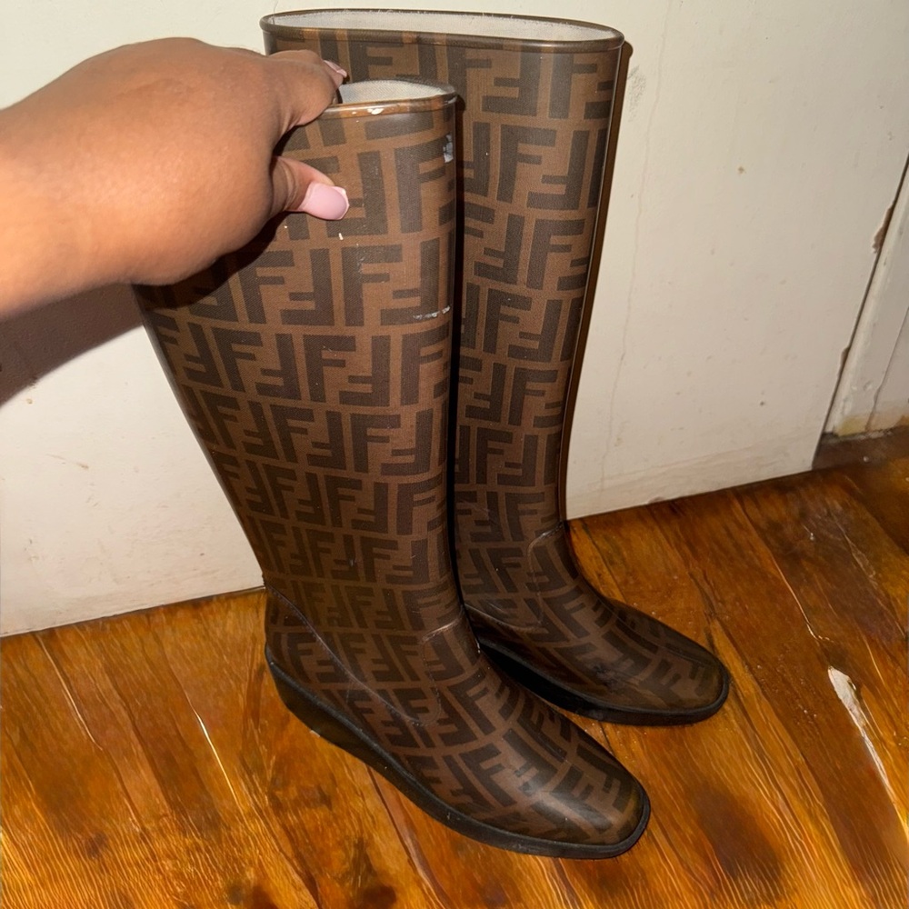 Fendi Chocolate Zucca Monogram Tall Boots